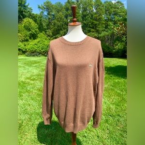 Lacoste Men’s Crewneck Knit Sweater, EUC, Size Extra Large, Light Brown